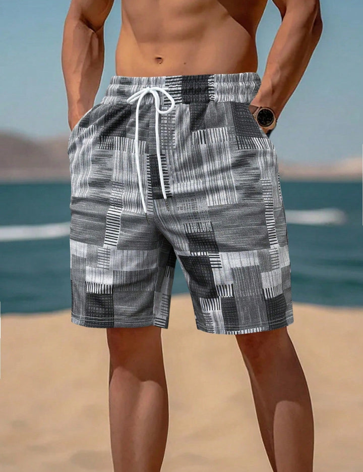 Herren stylische Bade-Shorts mit modernem Graphikmuster Echoarchiv