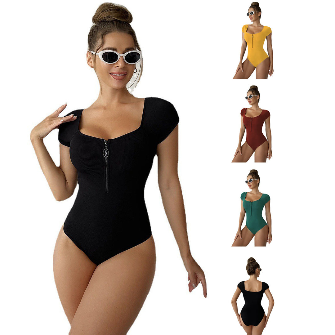 Damen Styling Einteiler Badeanzug mit Reißverschluss Echo Archiv