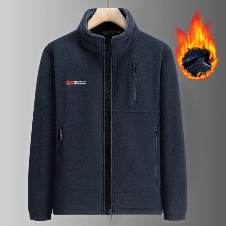 Herren Fleecejacke mit Teddyfutter, Stehkragen und mehreren Reißverschlusstaschen Echoarchiv