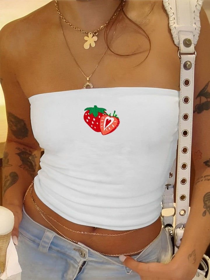 Damen Bandeau-Oberteil mit fruchtigem Motiv und figurbetontem Schnitt Echo Archiv