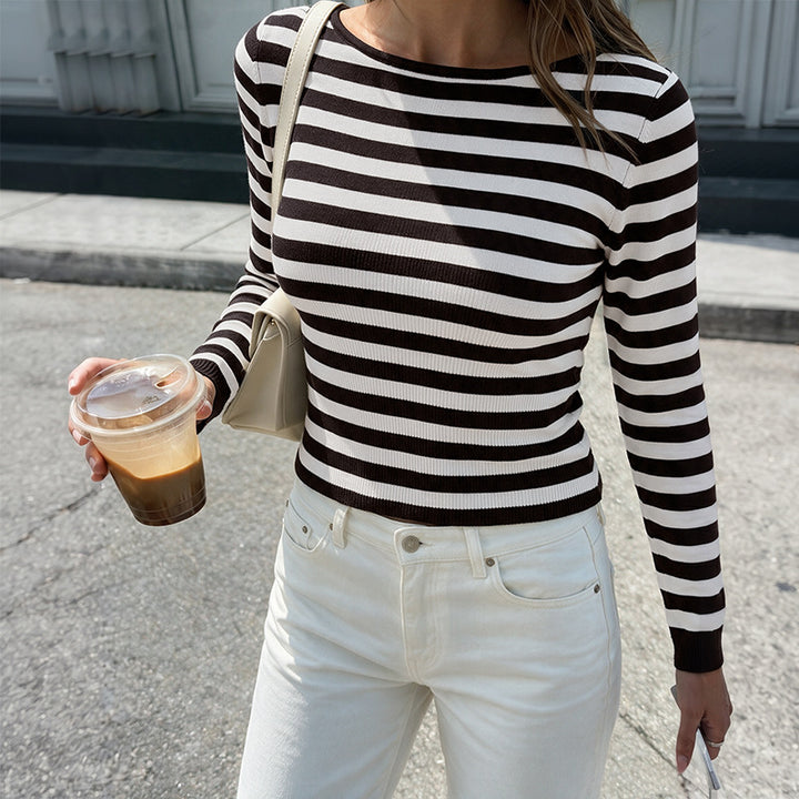 Damen Lässiger Langarm-Pullover im modernen Streifenlook Echo Archiv