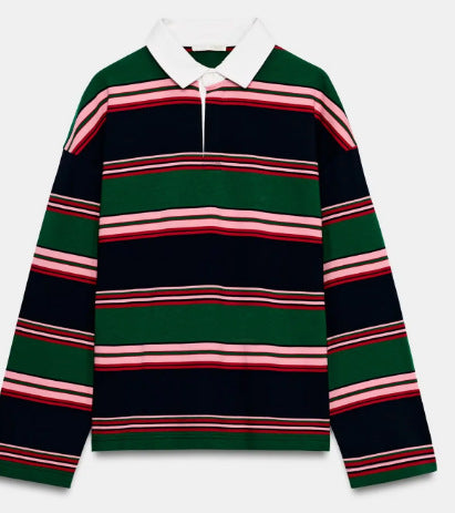 Damen Feinstrick-Poloshirt-Cardigan mit kurzem Arm und durchgehendem Reißverschluss Echo Archiv