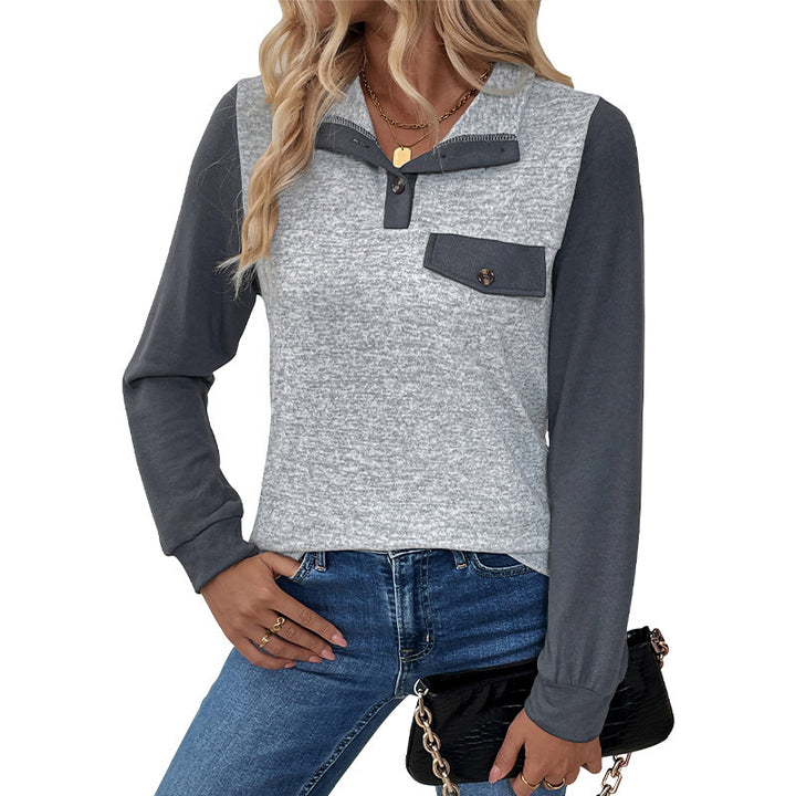 Damen Lässiger Longsleeve Pullover mit Knopfleiste Echo Archiv
