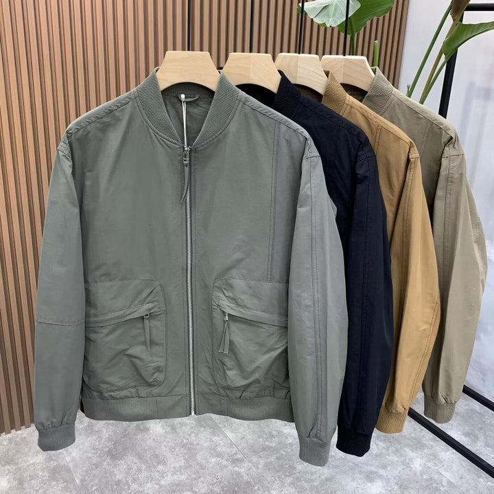 Herren Leichte Utility-Bomberjacke mit Reißverschluss, Multifunktions-Taschen und Rippbündchen Echoarchiv