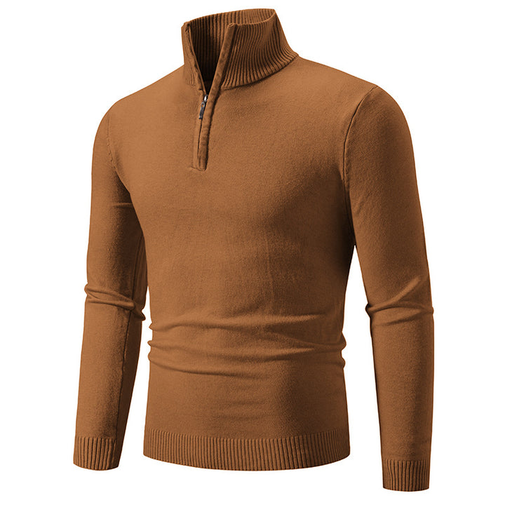 Herren nan Feinstrick-Halbzip-Pullover mit Rippen-Stehkragen und schmaler Passform Echo Archiv