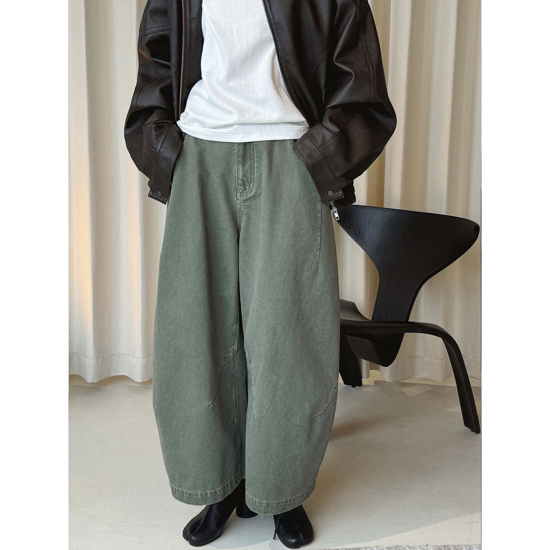Damen Weite hochtaillierte Culotte-Hose aus Baumwoll-Twill mit großen Aufgesetzten Taschen Echoarchiv