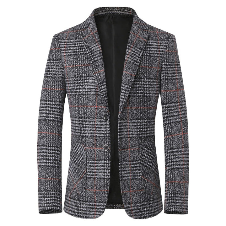 Herren Tweed-Sakko mit Glencheck-Muster und schmaler Passform – Tianoro
