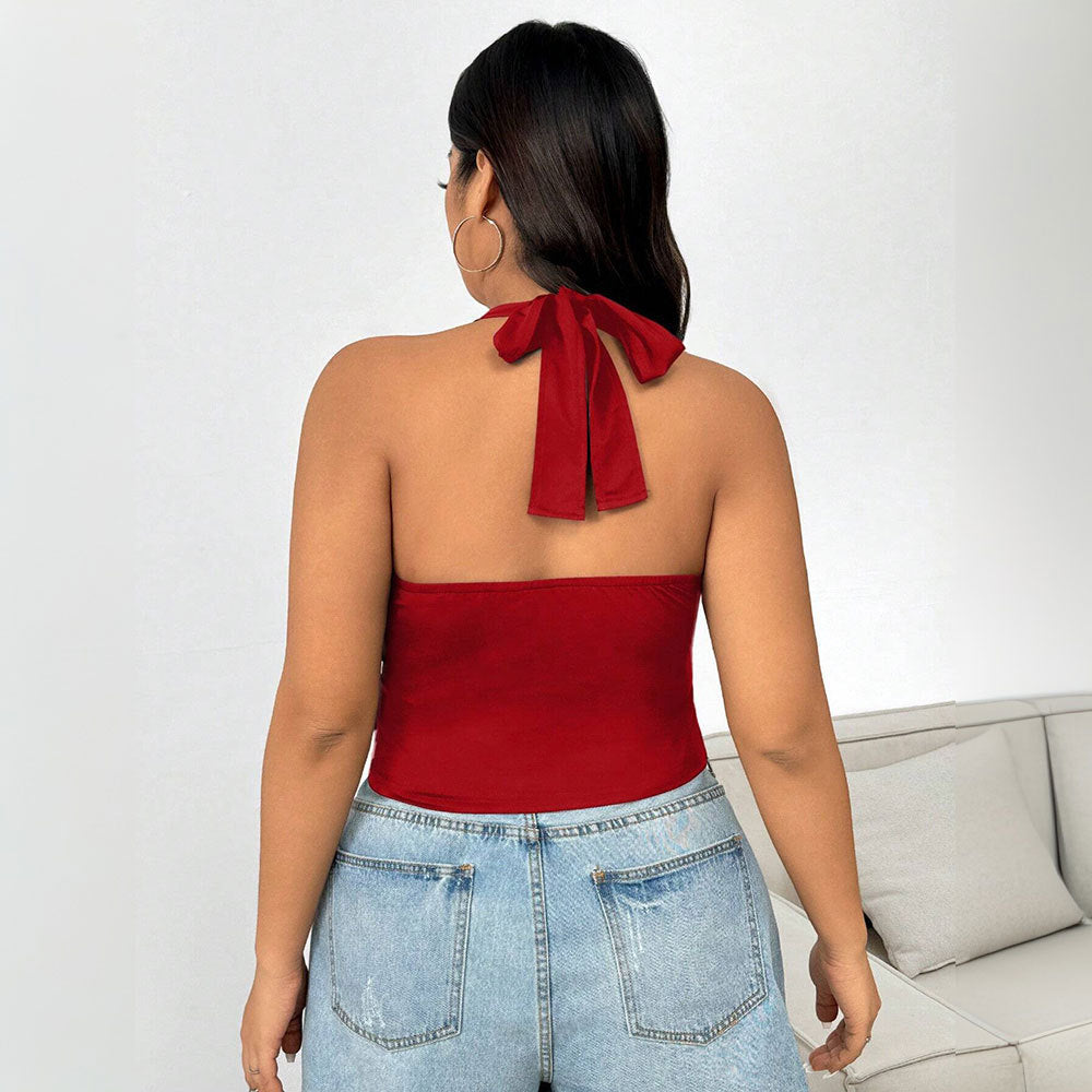 Damen Crop-Top mit tiefem V-Ausschnitt und tailliertem Schnitt Echo Archiv