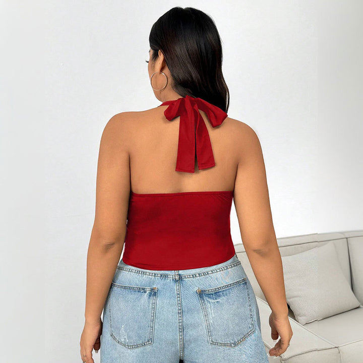 Damen Crop-Top mit tiefem V-Ausschnitt und tailliertem Schnitt Echo Archiv