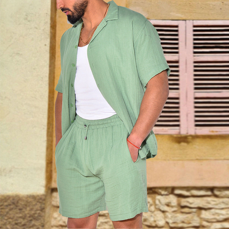 Herren luftiges Kurzarmhemd und Shorts Set aus leichtem Gewebe Echoarchiv