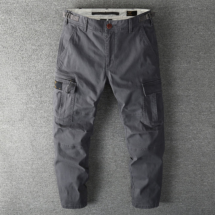 Herren Robuste Baumwoll-Cargohose mit verstärkten Knien und verstellbarem Bund Echoarchiv