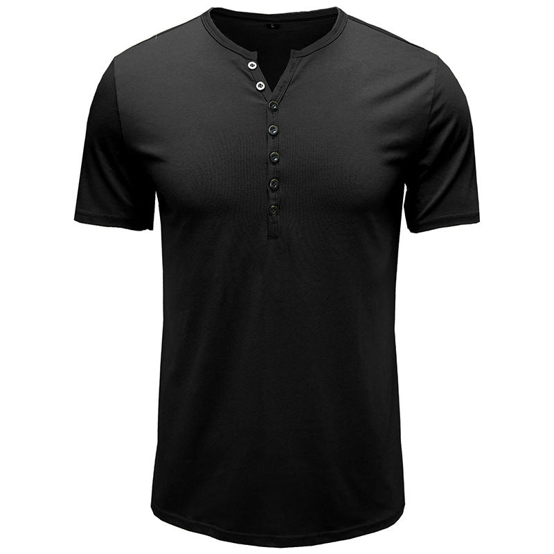 Herren Kurzarm-Henley-Shirt mit eleganter Knopfleiste Echoarchiv