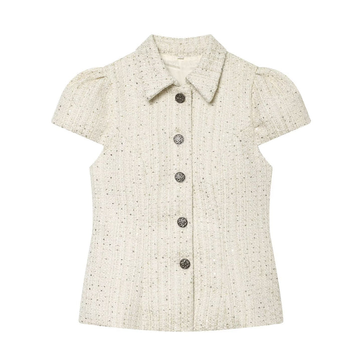 Damen elegante Bluse mit strukturiertem Gewebe und dekorativen Knöpfen Echo Archiv