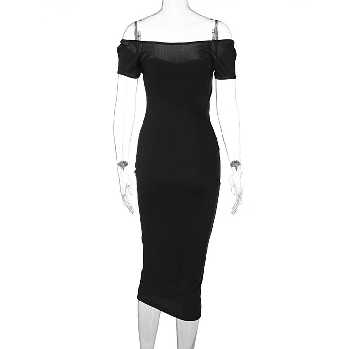 Damen Figurnahes Midi-Kleid mit schulterfreiem Design und eleganten Raffungseffekten Echo Archiv