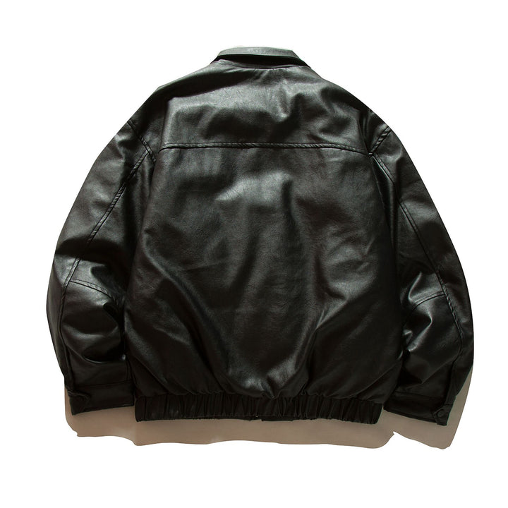 Herren Boxy Kunstleder-Blouson mit Pattentaschen und elastischem Saum Echoarchiv