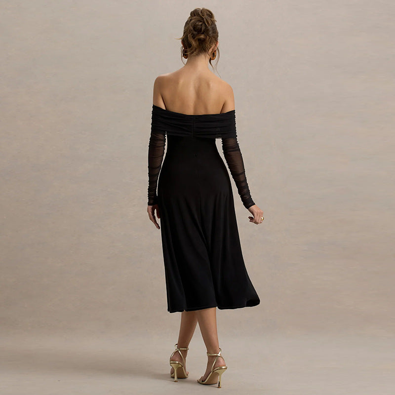 Damen Off-Shoulder Maxikleid mit eleganten Rüschen Echo Archiv