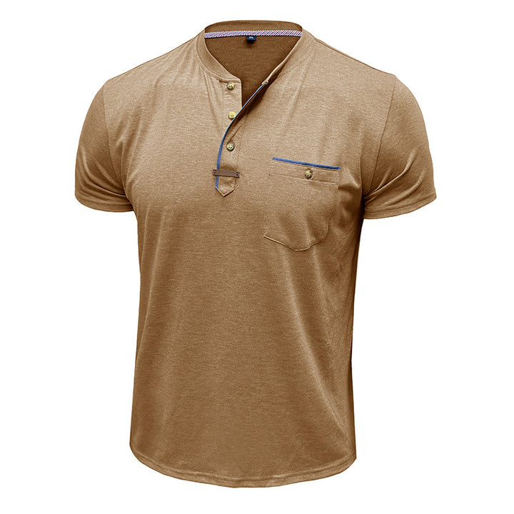 Herren Kurzarm-Henley T-Shirt mit modischen Akzenten Echoarchiv