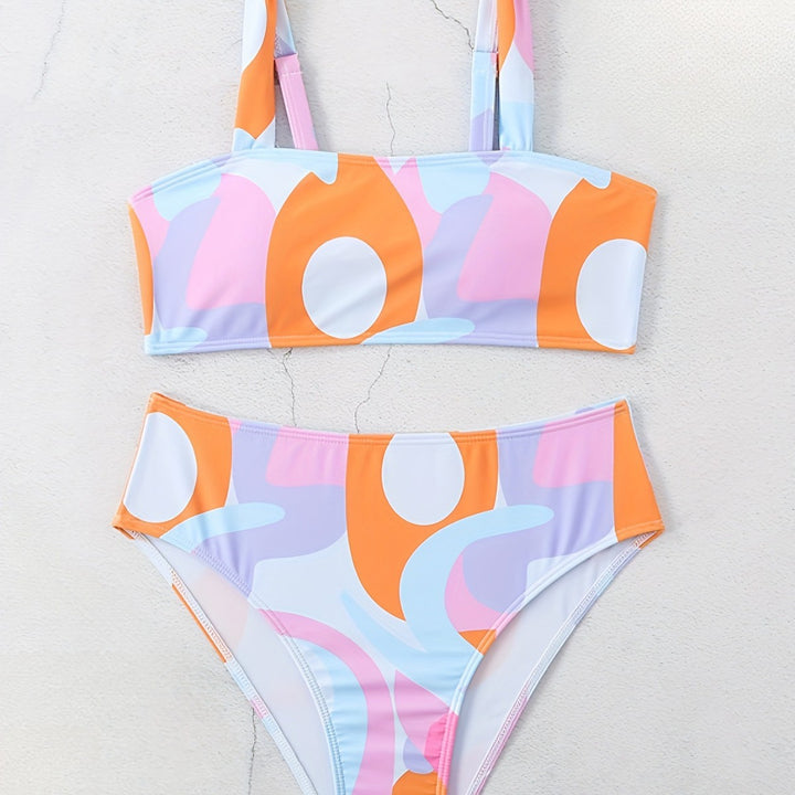 Damen Bikini-Set mit modischem grafischen Design und breiten Trägern Echo Archiv