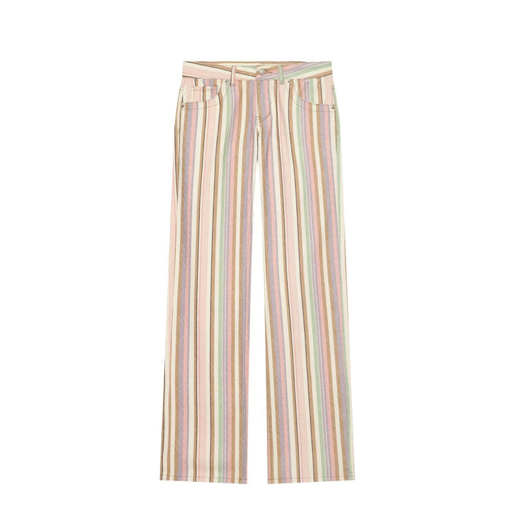 Damen Gestreifte Highwaist Palazzohose mit weitem Bein und Five‑Pocket-Details Echo Archiv