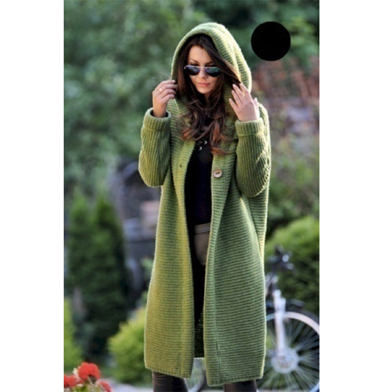 Damen Kapuzen-Strickmantel mit Oversize-Schnitt und Knopfleiste Echo Archiv