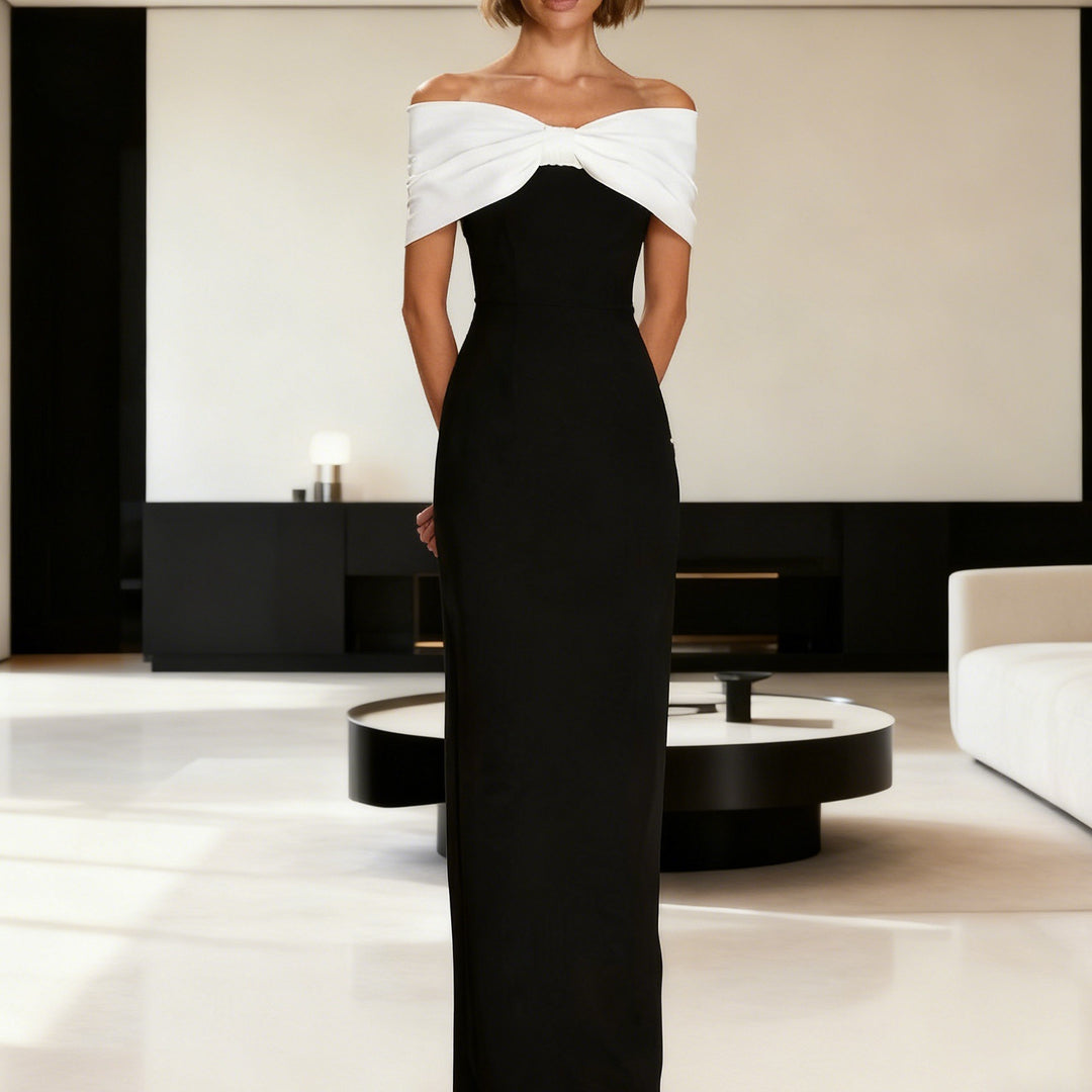 Damen Elegantes Maxikleid mit schulterfreiem Design und tailliertem Schnitt Echo Archiv