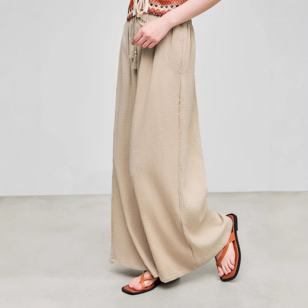 Damen weite Sommerhose im lässigen Boho-Stil mit elastischem Bund und seitlichen Taschen Echo Archiv
