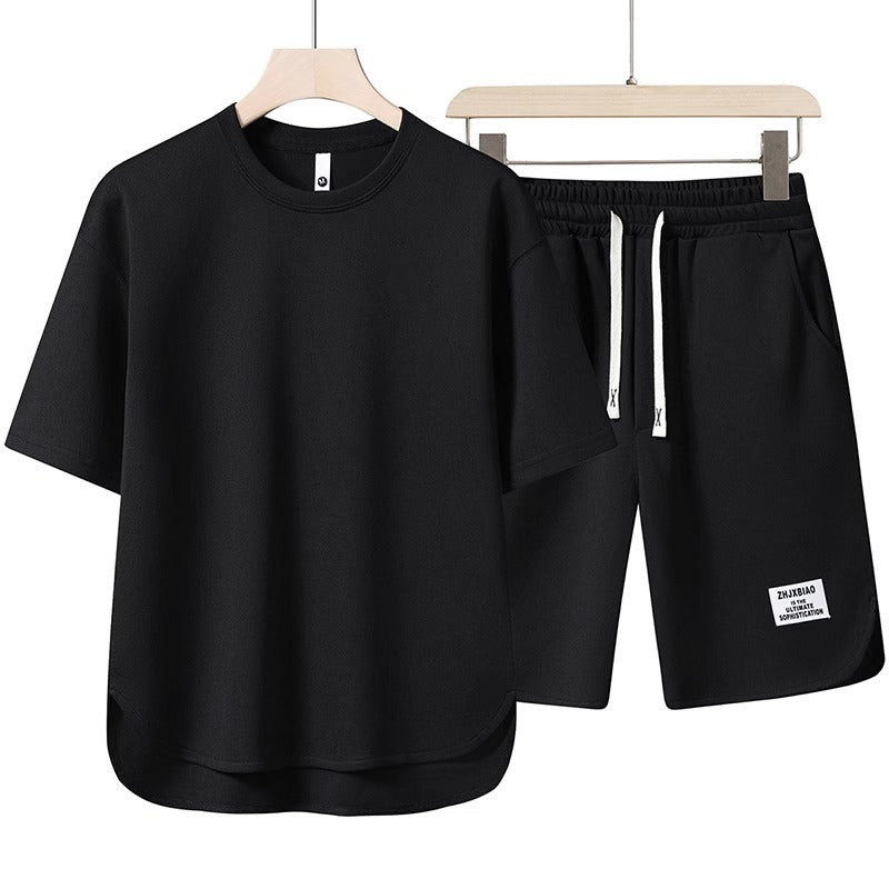 Unisex lässiges Set aus T-Shirt und Shorts mit seitlichen Taschen und elastischem Bund Echoarchiv