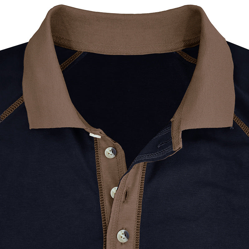 Herren Langarmshirt mit modischem Reverskragen und einzigartigen Kontrastnähten Echoarchiv