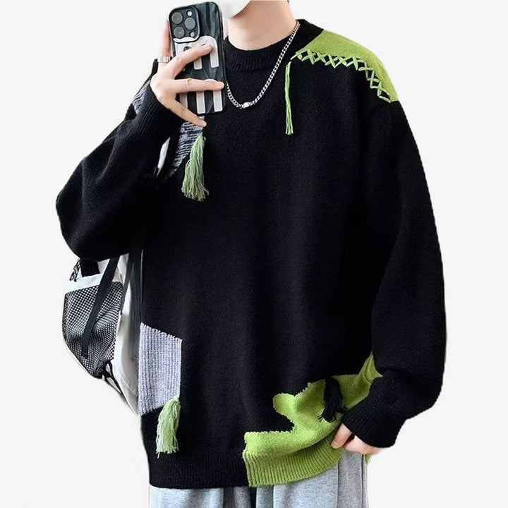 Herren Lässiger Grobstrickpullover mit kreativem Muster Echo Archiv