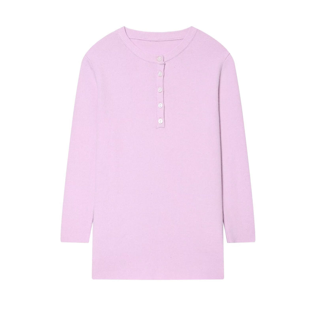 Damen Gestreiftes Rippstrick-Henleyshirt mit Knopfleiste und schmaler Passform Echo Archiv