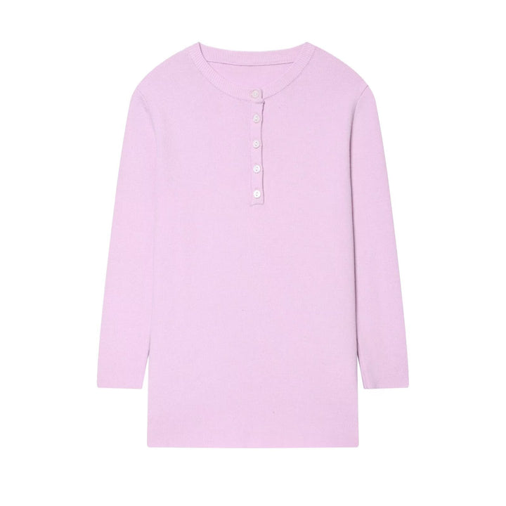 Damen Gestreiftes Rippstrick-Henleyshirt mit Knopfleiste und schmaler Passform Echo Archiv