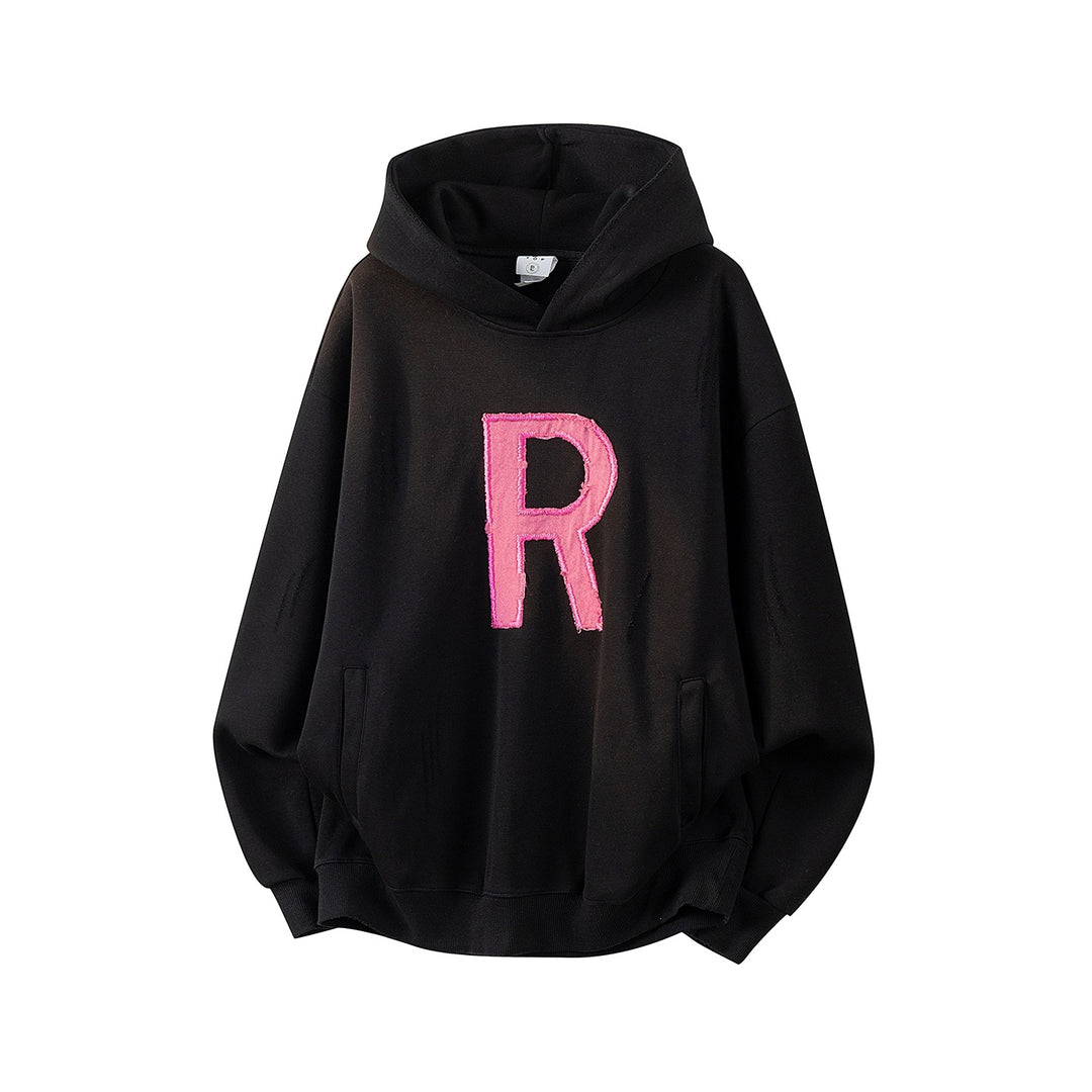 Unisex Oversize Kapuzenpullover mit handschriftlichem Grafik-Print, Kängurutasche & geripptem Saum Echoarchiv