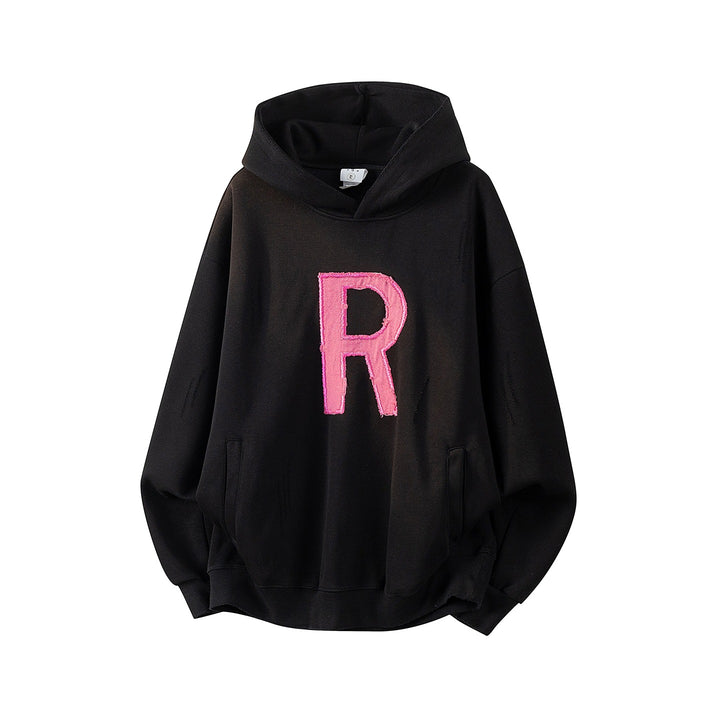 Unisex Oversize Kapuzenpullover mit handschriftlichem Grafik-Print, Kängurutasche & geripptem Saum Echoarchiv