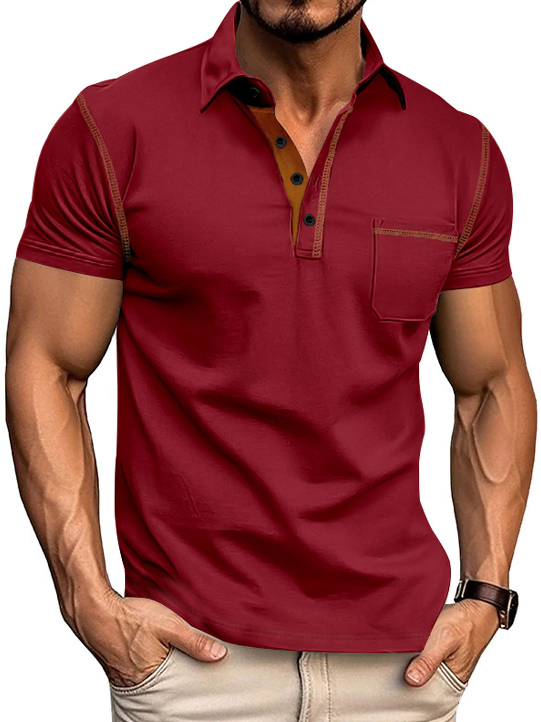 Herren poloshem mit kontrastierenden Details und praktischer Brusttasche Echoarchiv