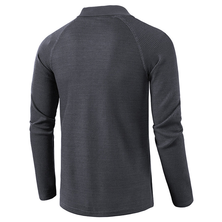 Herren Sportliches Langarm-Poloshirt mit Struktur Echoarchiv
