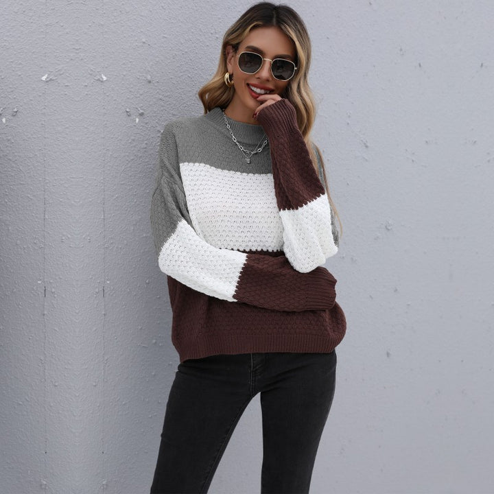 Damen Modischer Strickpullover mit farblich abgesetzten Ärmeln Echo Archiv