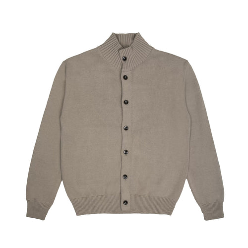Herren Modischer Strickpullover mit Stehkragen und Knopfleiste Echoarchiv