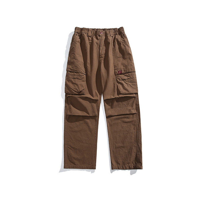 Herren Lockere Cargohose mit elastischem Bund, Multifunktionstaschen und geradem Bein Echo Archiv
