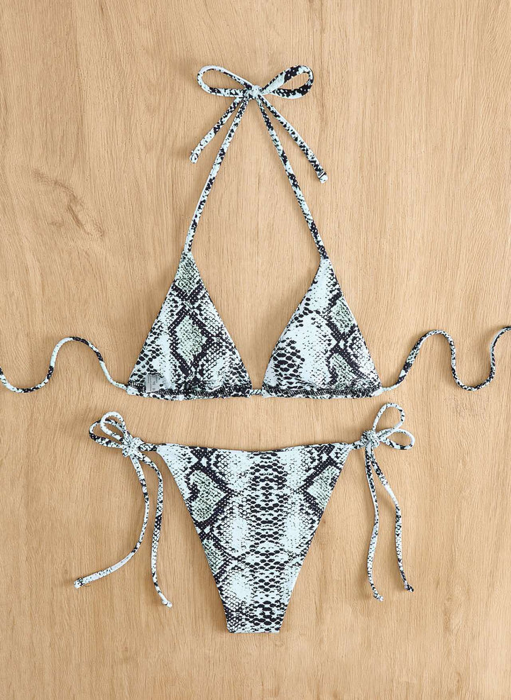 Damen Triangel-Bikini mit Schlangenprint und verstellbaren Trägern Echo Archiv