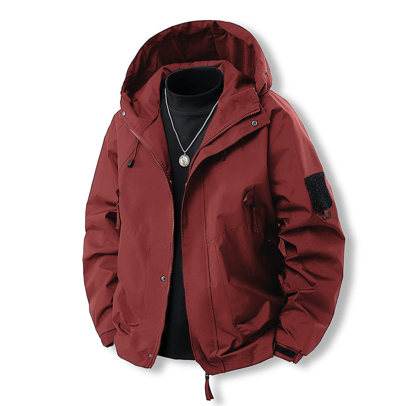 Herren Wetterfeste Outdoor-Jacke mit verstellbarer Kapuze