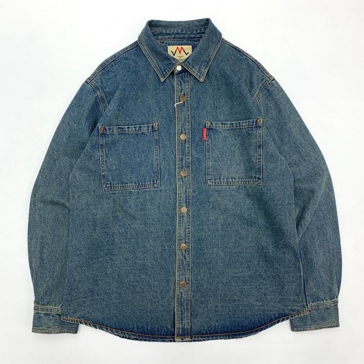 Herren Relaxed Denim-Hemdjacke mit aufgesetzten Brusttaschen und gerundetem Saum Echoarchiv