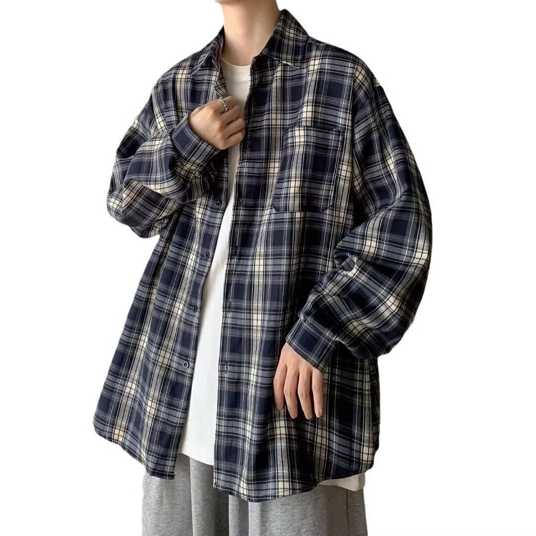 Damen Lässige Karobluse mit weitem Schnitt Echoarchiv