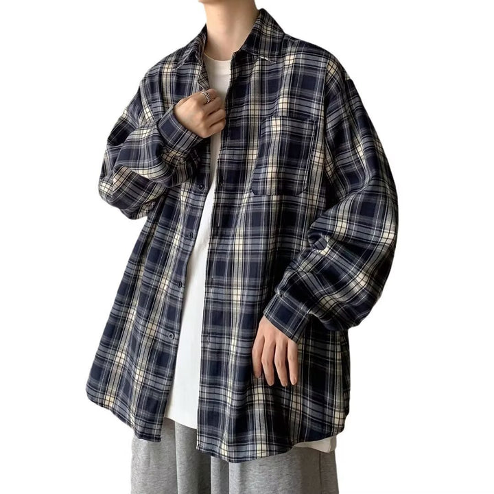 Damen Lässige Karobluse mit weitem Schnitt Echoarchiv