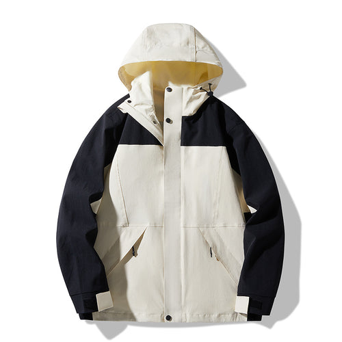 Herren Technische Colorblock Softshell‑Regenjacke mit verstellbarer Kapuze Echo Archiv