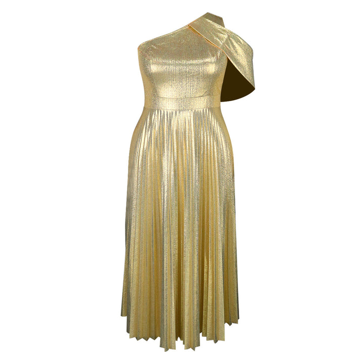 Damen Elegantes Plisseekleid mit asymmetrischem Träger Echo Archiv