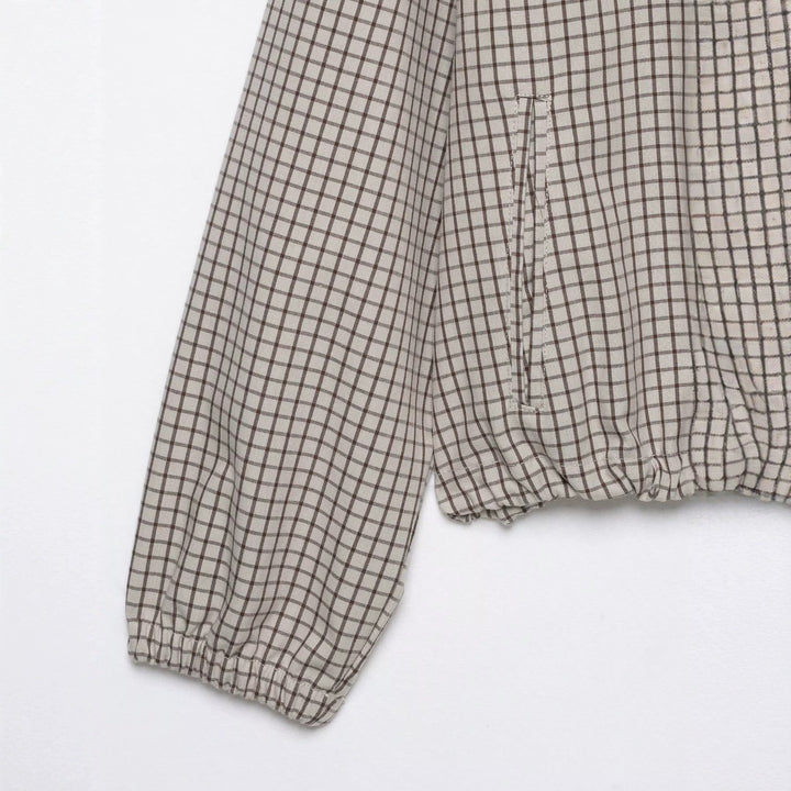 Damen Kariertes Cropped-Blouson mit Kapuze, Tunnelzug und Reißverschluss Echo Archiv