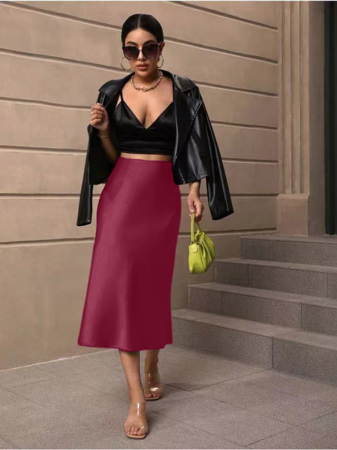Damen Satin Rock mit schwingendem Saum und elegantem Schnitt Echoarchiv