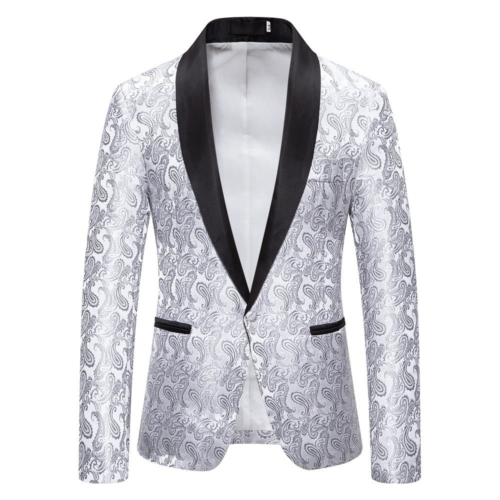 Herren eleganter Smoking-Blazer mit floralem Jacquard-Muster Echoarchiv