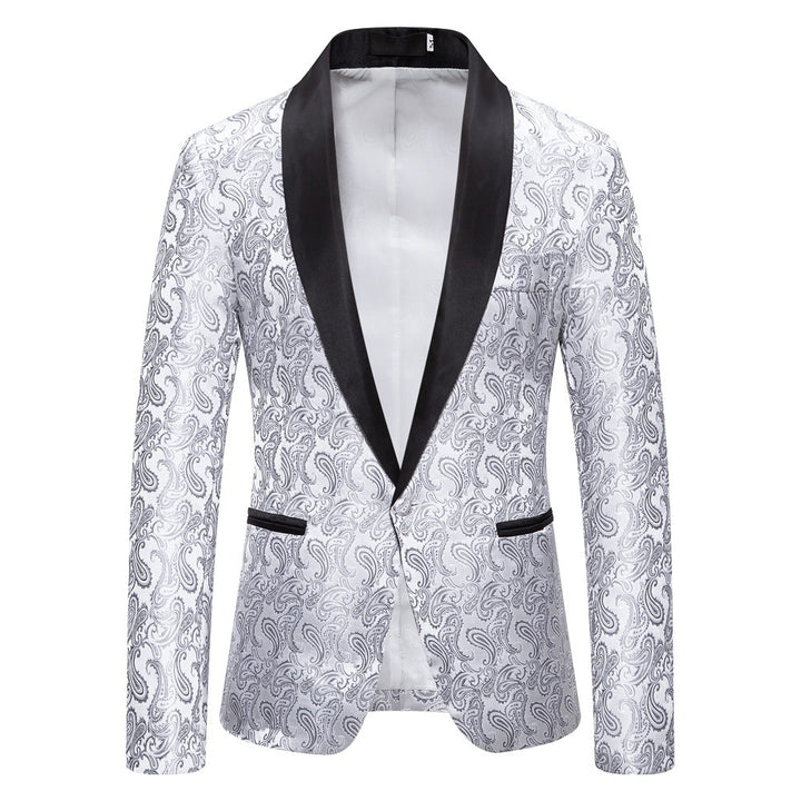 Herren eleganter Smoking-Blazer mit floralem Jacquard-Muster Echoarchiv
