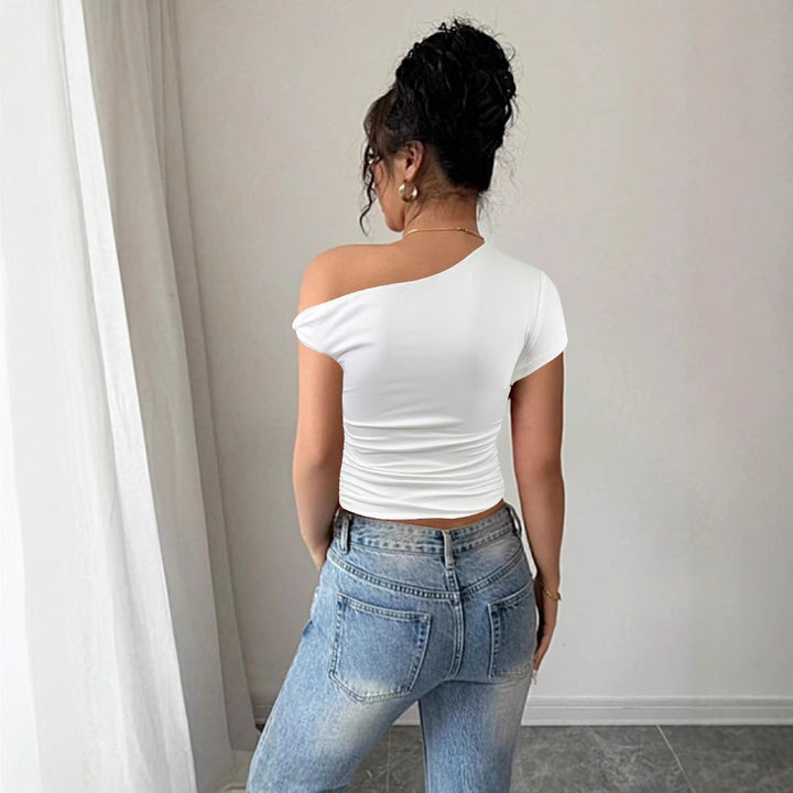 Damen Off-Shoulder Shirt mit Raffung und tailliertem Schnitt Echo Archiv